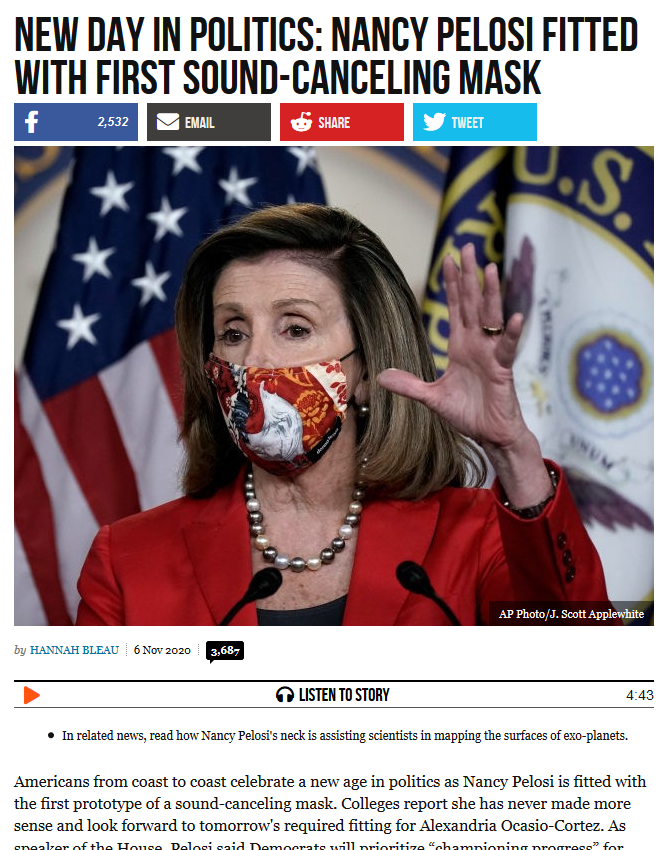 Nancy Pelosi Fitted with 1st Sound-Cancelling Mask