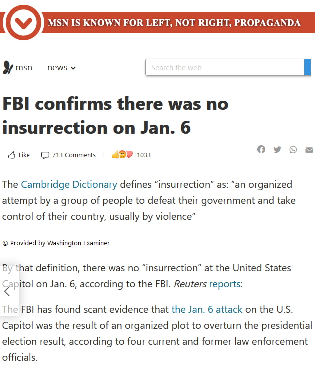 FBI finds there was no Jan 6 2021 Insurrection